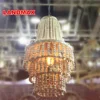 Lustre en perles de luxe en bois de 3 couches allumant la lumiere pendante antique de plafond de lampe moderne de plafond pour l
