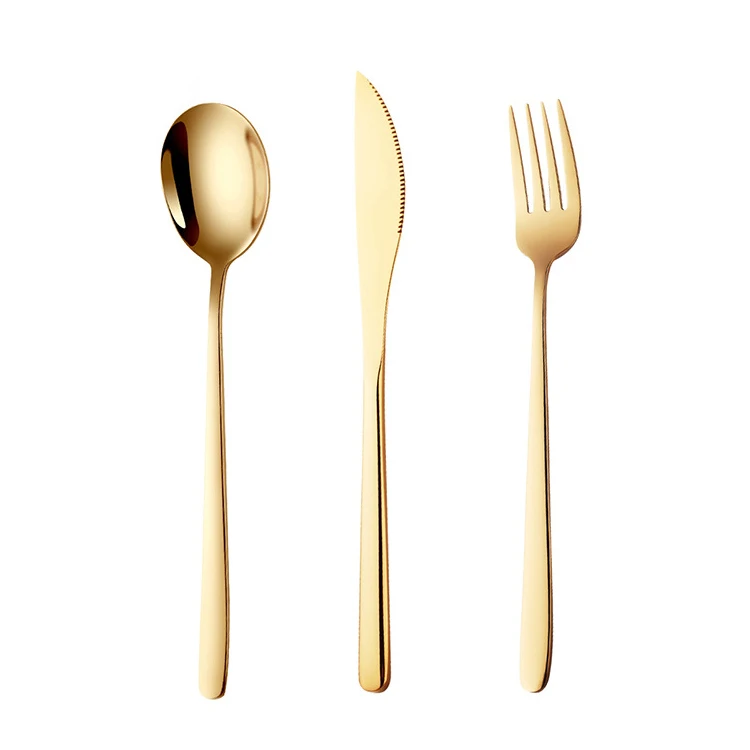 New Product Idea Good Quality 304 Stainless Steel Gold Color Cutlery 3pcs Set Eco-friendly Tableware For Gifts Party
New Product Idea Good Quality 304 Stainless Steel Gold Color Cutlery 3pcs Set Eco-friendly Tableware For Gifts Party