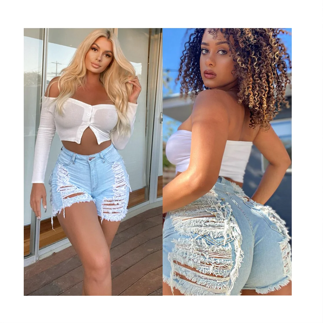 Custom Logo Plus Size Hot Style Sexy Cut Button Denim Shorts Ripped Cutout Women's Jeans, Refer to photos or according to your requirements
Custom Logo Plus Size Hot Style Sexy Cut Button Denim Shorts Ripped Cutout Women's Jeans, Refer to photos or according to your requirements