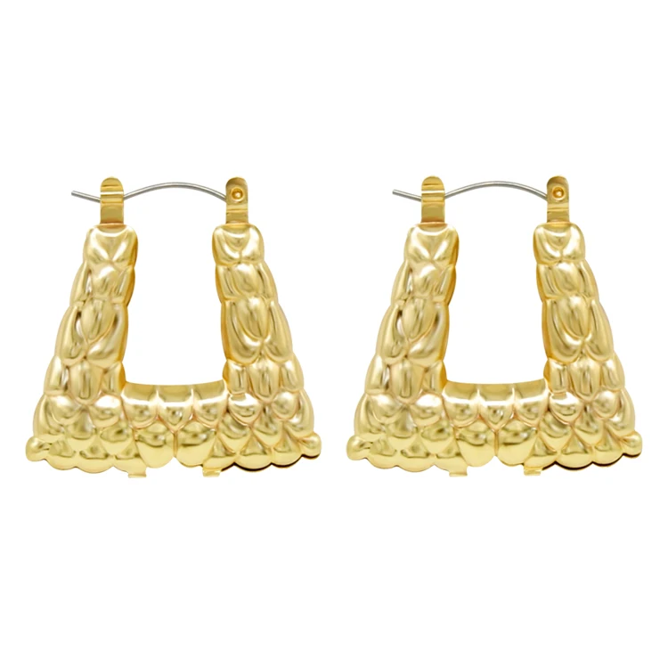 wholesale personalized big gold plated geometric jewelry hoop bamboo earrings, Picture
wholesale personalized big gold plated geometric jewelry hoop bamboo earrings, Picture