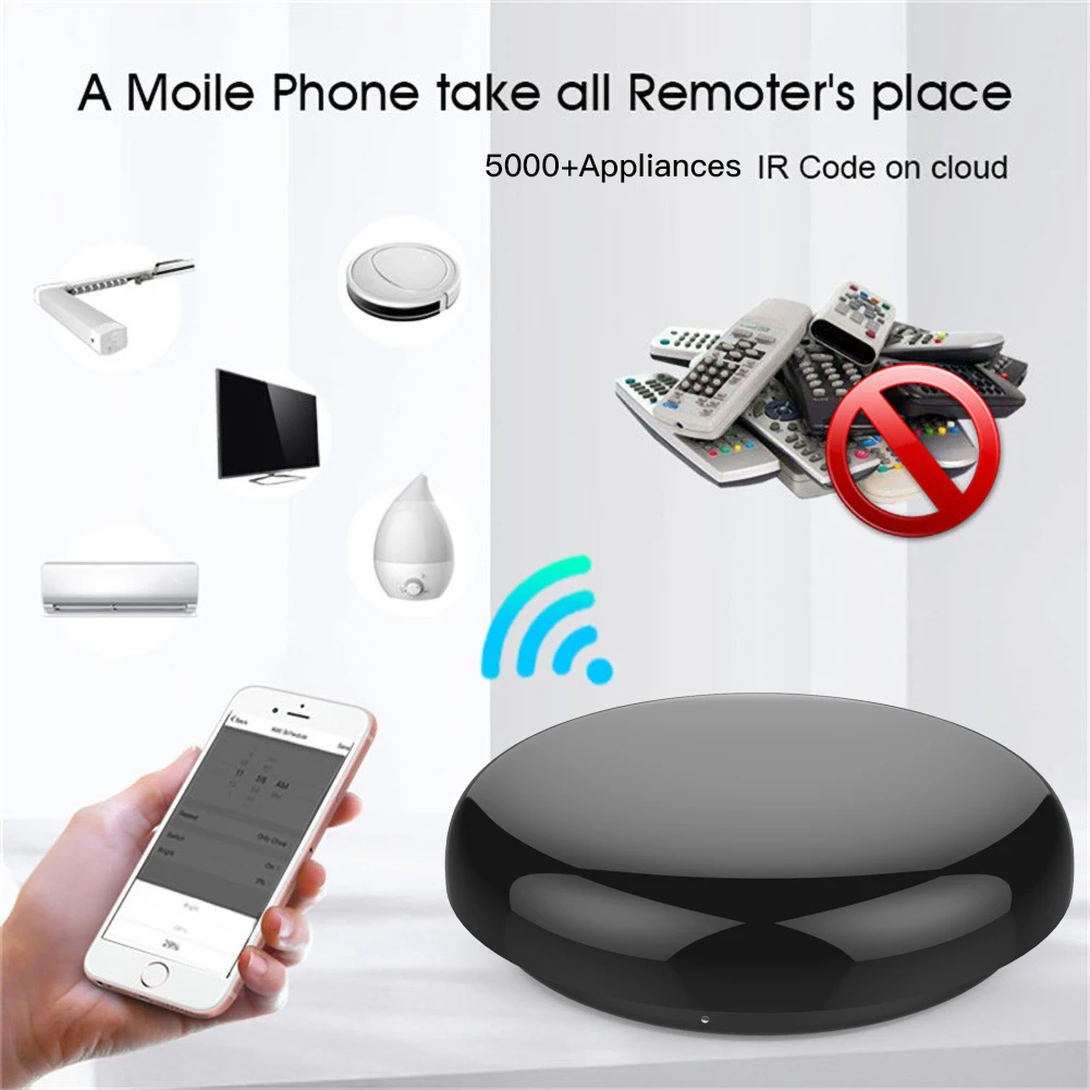 Voice Control All-in-one WIFI RF433 Smart Infrared Universal Remote Control UFO for Air Conditioner TV Fan, Black
Voice Control All-in-one WIFI RF433 Smart Infrared Universal Remote Control UFO for Air Conditioner TV Fan, Black
