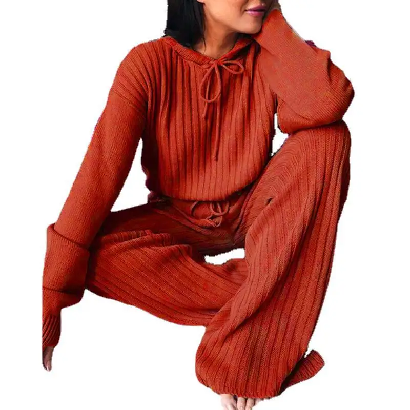 Custom Knitted Sweater Loose Women's Fashion Casual Solid Color Hooded Long Sleeves Knit Sweater Two Piece Set
Custom Knitted Sweater Loose Women's Fashion Casual Solid Color Hooded Long Sleeves Knit Sweater Two Piece Set