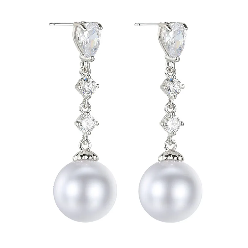 Korean S925 silver drop earrings fashion cubic zirconia jewelry women party wedding pearl earrings wholesale
Korean S925 silver drop earrings fashion cubic zirconia jewelry women party wedding pearl earrings wholesale