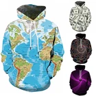 Men's Fashion Plus Size Hoodie Geometric 3D Digital Print Hooded Sweatshirt Street Chic Pullover Hoodie