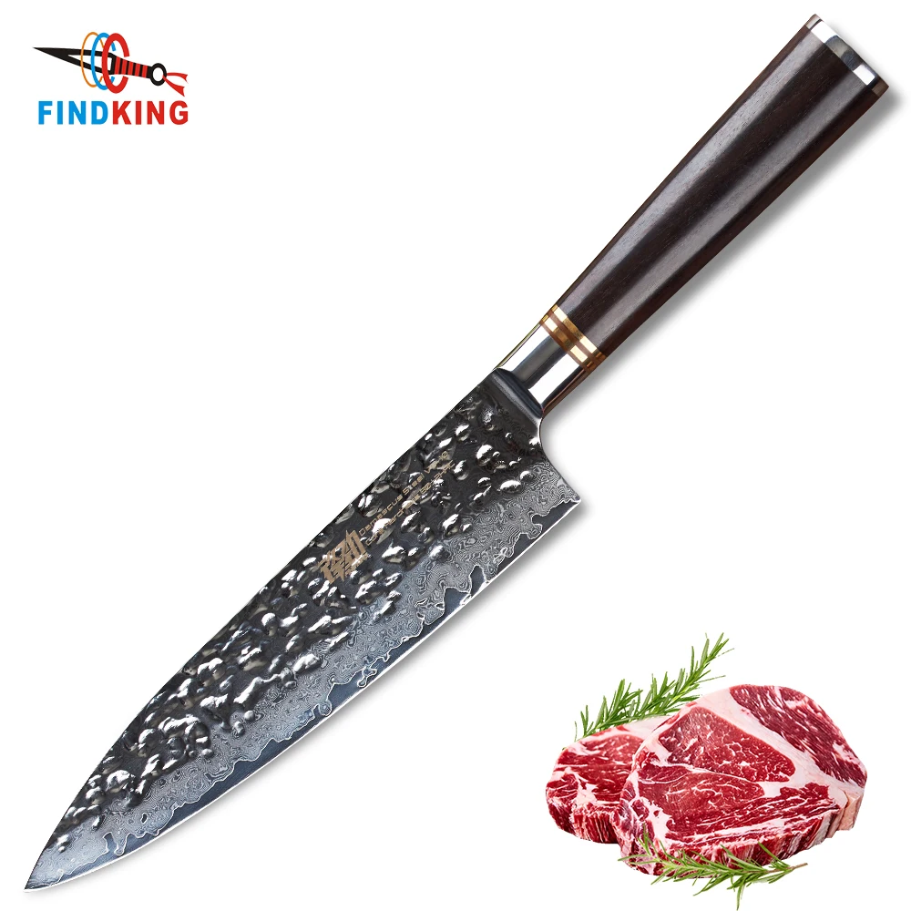 8 inch Japanese damascus kitchen knife 67 layers Ebony wood handle hammer pattern 
8 inch Japanese damascus kitchen knife 67 layers Ebony wood handle hammer pattern