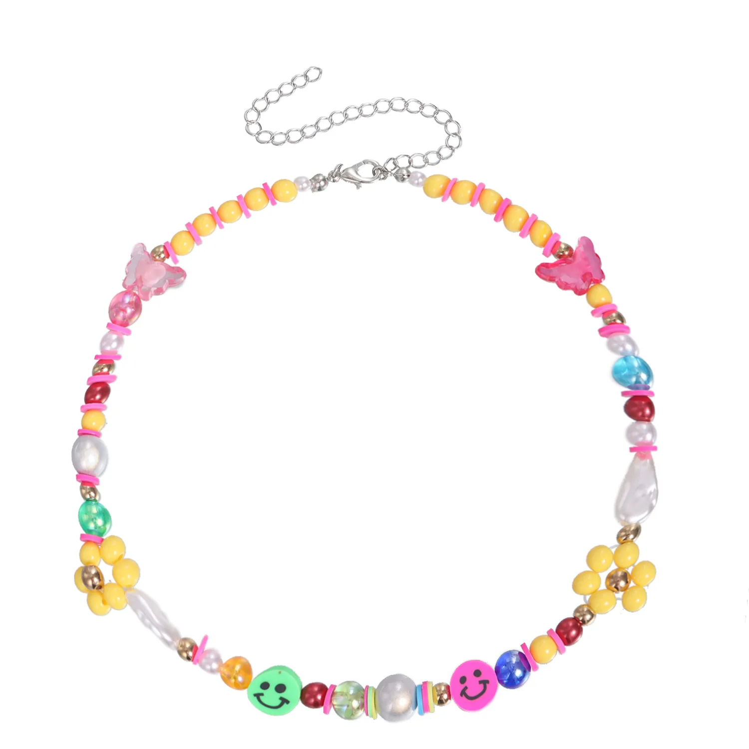 Bohemia Rainbow Necklace Yellow Flower Colorful Smiley Face Crystal Butterfly Irregular Pearl Beaded Choker Necklace for Women, Pictures color
Bohemia Rainbow Necklace Yellow Flower Colorful Smiley Face Crystal Butterfly Irregular Pearl Beaded Choker Necklace for Women, Pictures color