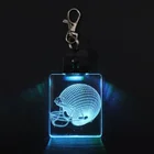 Customized Logo Engraved Mini 3D Flashlight Glitter Colorful USB LED Acrylic keyring