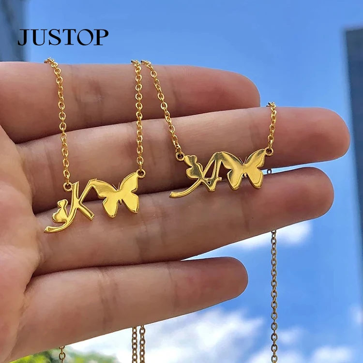 18k Gold Plated Initial Chain Necklace Customized A-Z Letter Name Pendant Stainless Steel Women Jewelry Butterfly Necklaces
18k Gold Plated Initial Chain Necklace Customized A-Z Letter Name Pendant Stainless Steel Women Jewelry Butterfly Necklaces