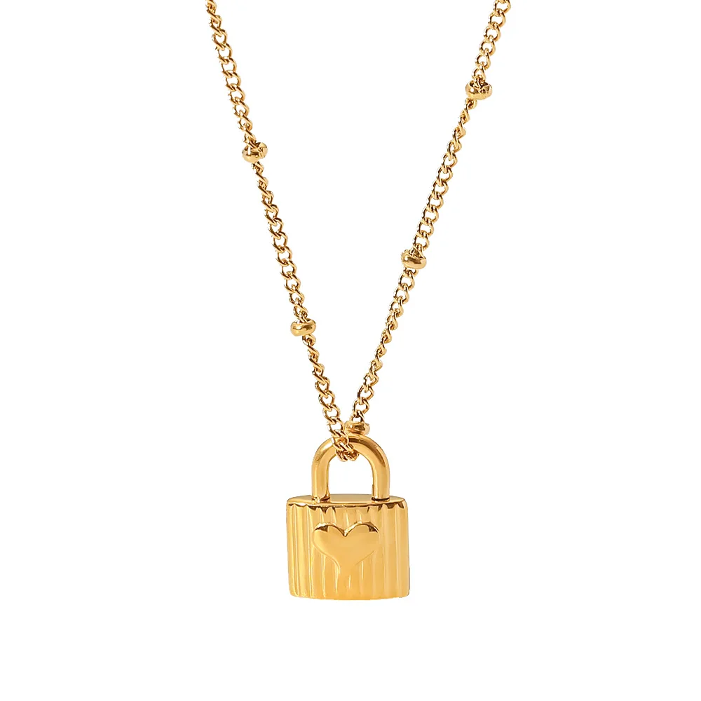 Waterproof 18K Gold Plated Bead Chain Heart Choker Jewelry Stainless Steel Signet Heart Lock Necklace
Waterproof 18K Gold Plated Bead Chain Heart Choker Jewelry Stainless Steel Signet Heart Lock Necklace