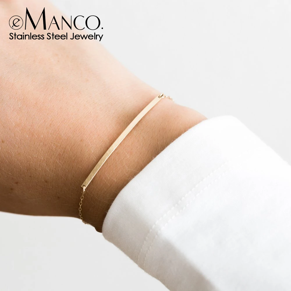 Engravable Bar Stainless Steel Bracelet Charms 14k Gold Plated Women Minimalist Bracelet Fine Jewelry Wholesale Adjustable Chain
Engravable Bar Stainless Steel Bracelet Charms 14k Gold Plated Women Minimalist Bracelet Fine Jewelry Wholesale Adjustable Chain