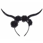 Fancy Party Cosplay Headwear Plush Sheep Horns Headpiece Women Flower Hairband Halloween Festival Headband