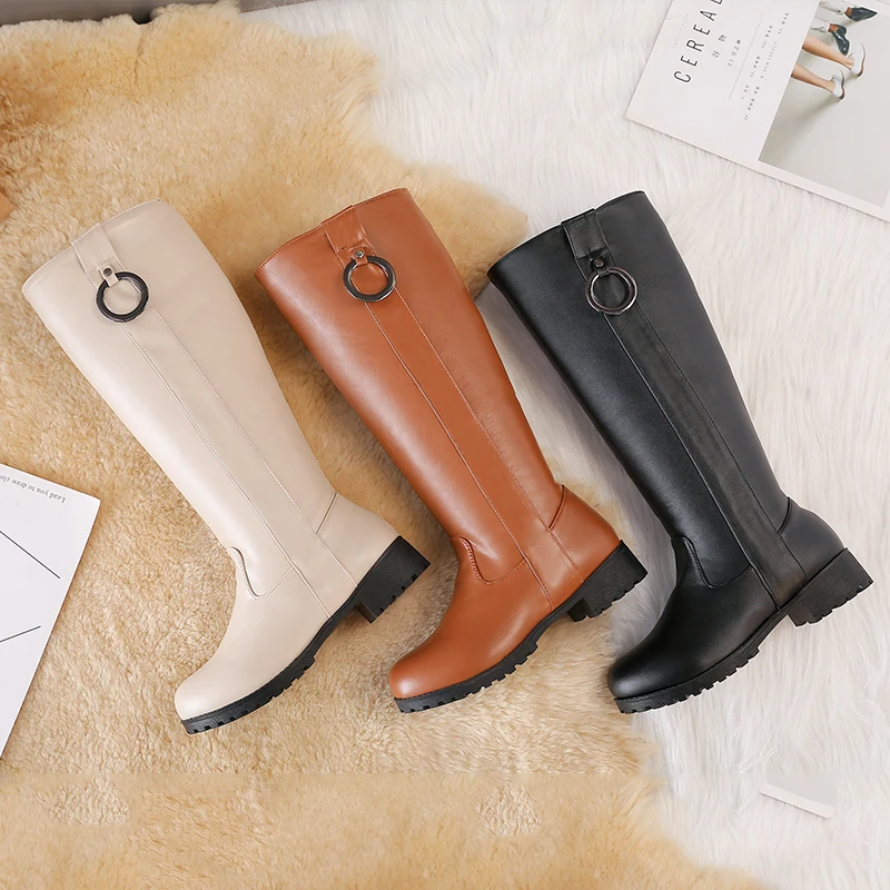 Winter Round Head Pure Color Waterproof Platform Leisure Low Heel Ladies 'Knee Riding Boots, Black brown ecru
Winter Round Head Pure Color Waterproof Platform Leisure Low Heel Ladies 'Knee Riding Boots, Black brown ecru