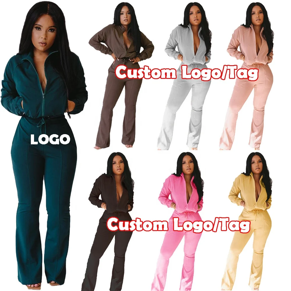 Custom Logo Jacket Vendor Drawstring Tracksuits Winter Two Piece Wholesale Flared Pants Ladies Winter Sweatsuits
Custom Logo Jacket Vendor Drawstring Tracksuits Winter Two Piece Wholesale Flared Pants Ladies Winter Sweatsuits
