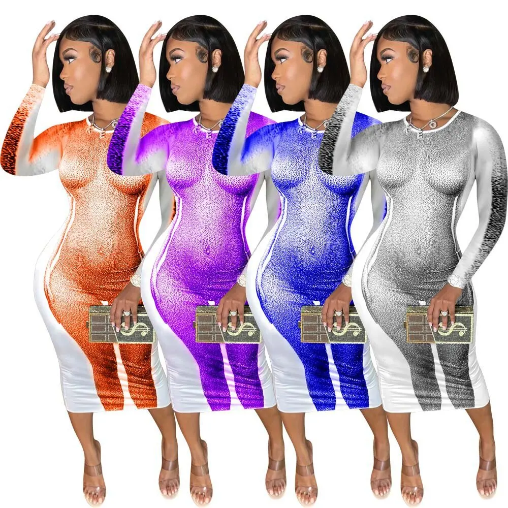 Women Clothing Fall Long Sleeve Clubwear Dresses Stylish Printed Tight Elegant Long Party Dress, Picture color
Women Clothing Fall Long Sleeve Clubwear Dresses Stylish Printed Tight Elegant Long Party Dress, Picture color