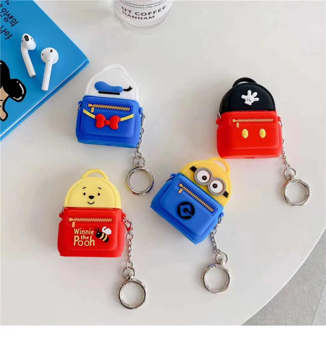 2020 New 3D Designers Cartoon Cute Schoolbag Silicone Protective Case Cover with Keychain for Airpods 1/2 for Apple Airpods Pro
2020 New 3D Designers Cartoon Cute Schoolbag Silicone Protective Case Cover with Keychain for Airpods 1/2 for Apple Airpods Pro