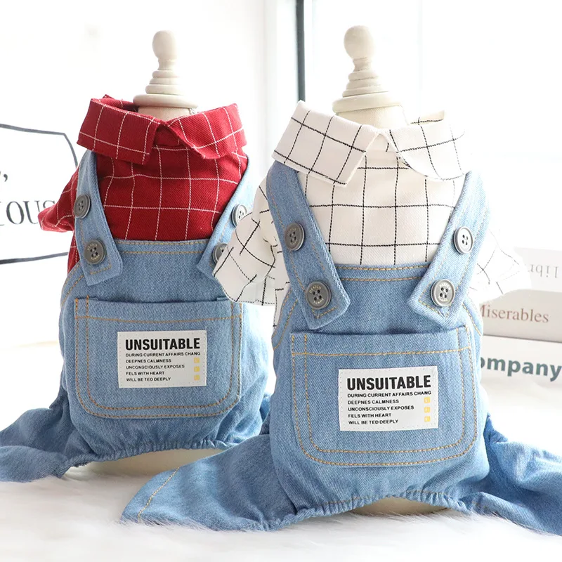 2021 New pet plaid denim overalls for cat and dog pet clothes and accessories dog clothing, White
2021 New pet plaid denim overalls for cat and dog pet clothes and accessories dog clothing, White