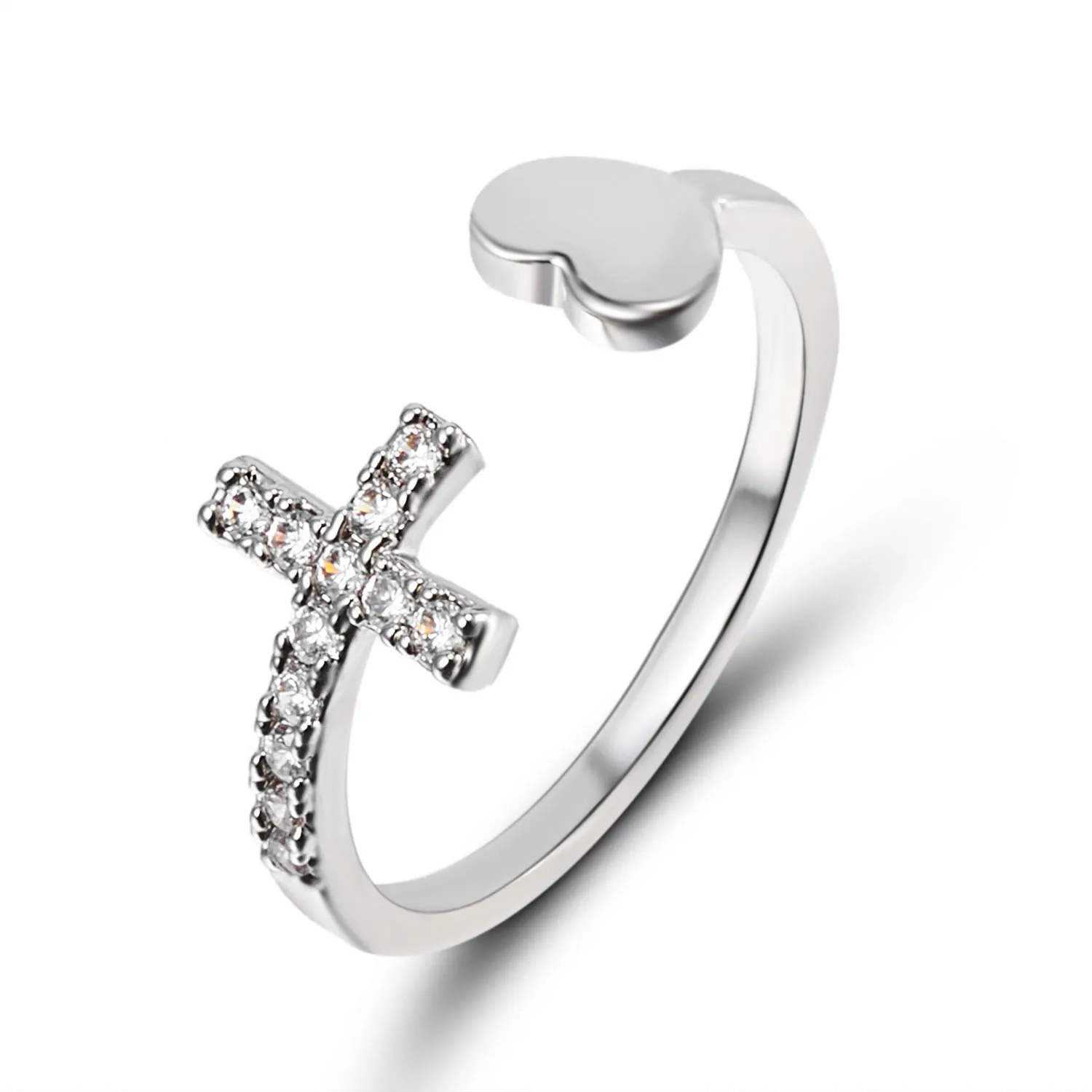 Classic Trendy Party Statement Silver Cross Heart Open Rings Finger Rings Jewelry For Women 
Classic Trendy Party Statement Silver Cross Heart Open Rings Finger Rings Jewelry For Women