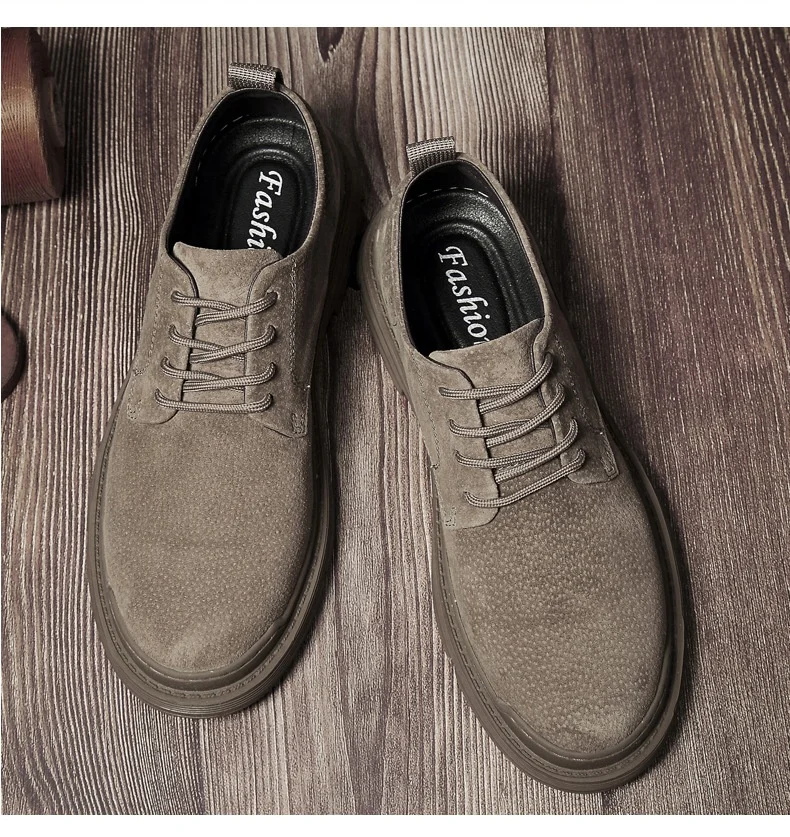 Men's leather shoes breathable outdoor casual shoes male British big head leather shoes, Khaki 
Men's leather shoes breathable outdoor casual shoes male British big head leather shoes, Khaki
