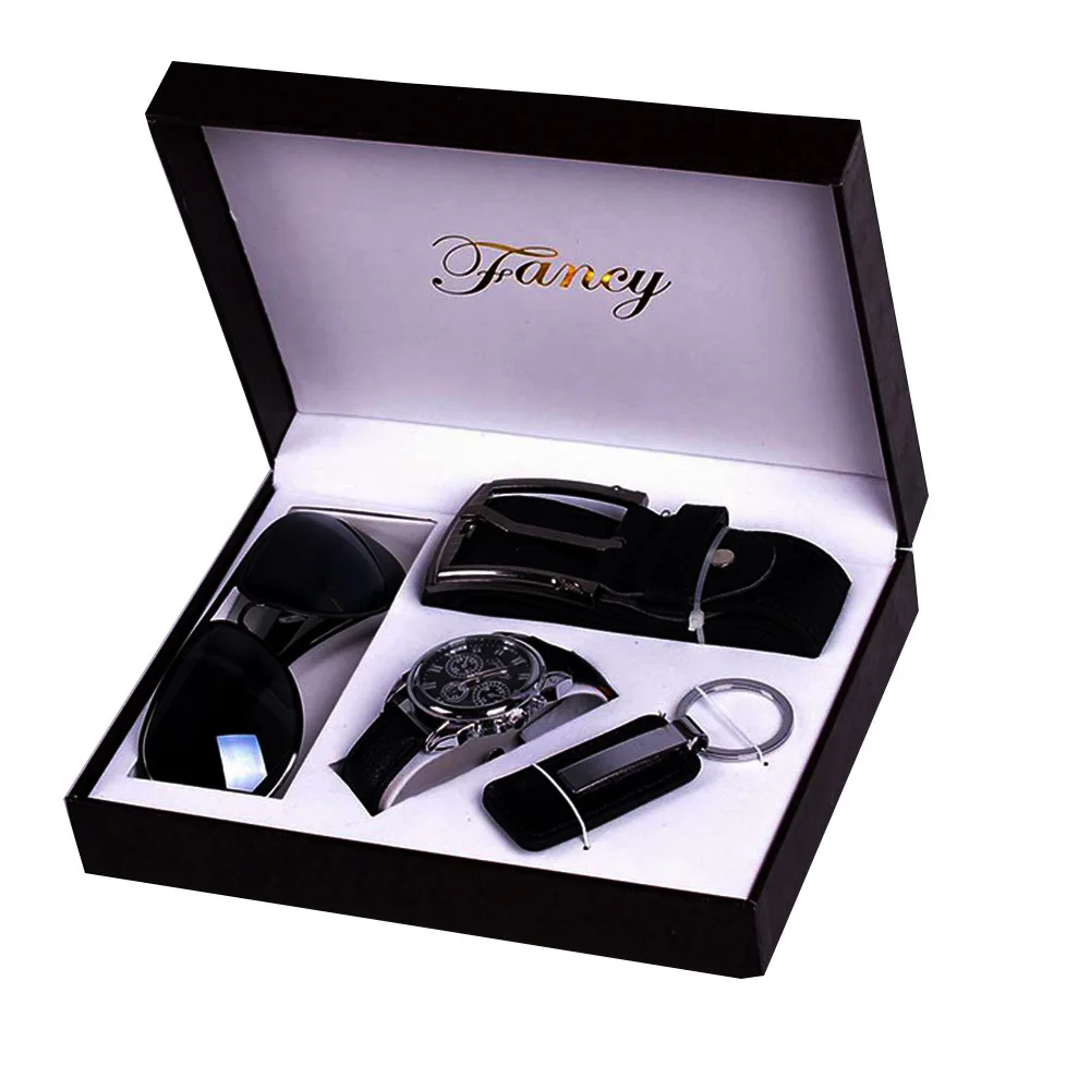 Luxury Men's Watches Gift Set Fashion Sunglasses Perfume Wallet Belt Key Chain Quartz Watches Jewelry Gift Set For Husband Dad
Luxury Men's Watches Gift Set Fashion Sunglasses Perfume Wallet Belt Key Chain Quartz Watches Jewelry Gift Set For Husband Dad
