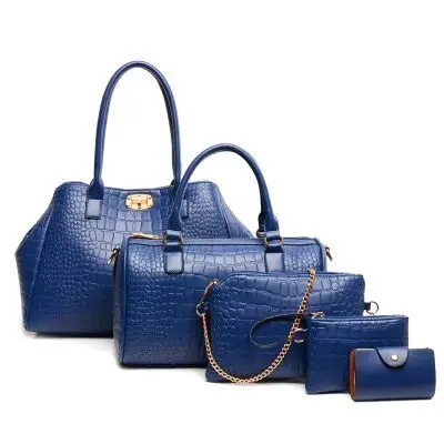 Hot sale trendy PU leather lady bags handbag 5 in 1 set with wallet and key pouch for women, Black,blue,red
Hot sale trendy PU leather lady bags handbag 5 in 1 set with wallet and key pouch for women, Black,blue,red