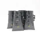 Logo Customization Black Pouch Dice Bag Custom Logo Small Drawstring Black Leather Pouch Dragons Game Dice Bag Wholesale