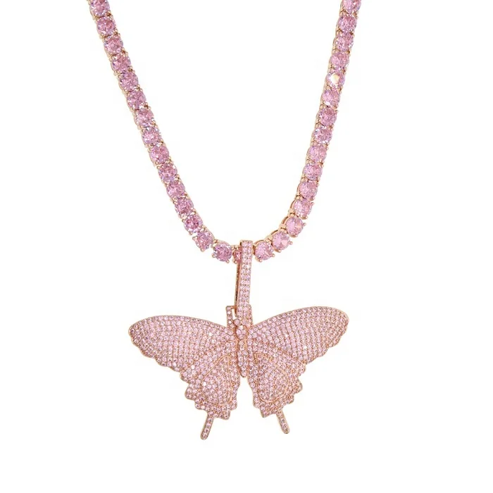 pink cz tennis chain iced out women jewelry hip hop bling tennis chain choker 5A cz paved butterfly pendant necklace, Black
pink cz tennis chain iced out women jewelry hip hop bling tennis chain choker 5A cz paved butterfly pendant necklace, Black