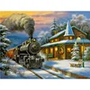 CHENISTORY DZ992116 DIY Painting By Numbers Kit Snow track train canvas painting ship Wall Pictures For Living