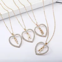 

Wholesale Valentines gifts A to Z Necklace Fashion Diamond heart 26 English Gold Letters Necklace