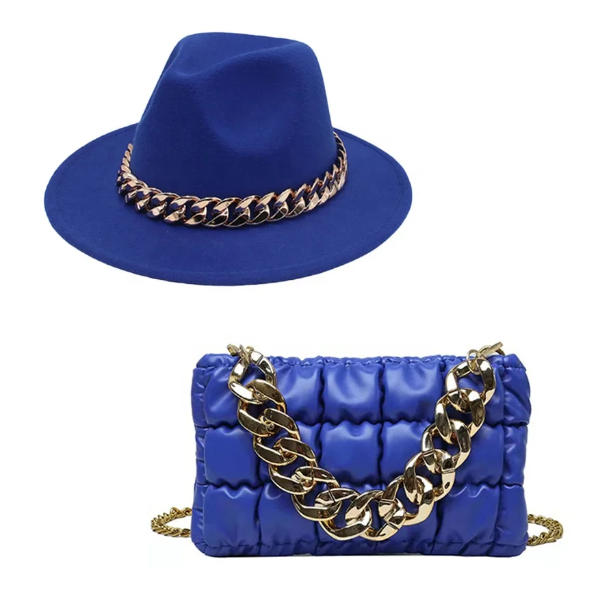 New 2022 Chain Ladies Hand Bags Women Purses and Handbags Sets Luxury Fashion Fedora Hat and Purse Sets
New 2022 Chain Ladies Hand Bags Women Purses and Handbags Sets Luxury Fashion Fedora Hat and Purse Sets