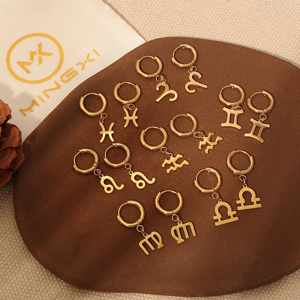 New Fashion Lovely Hip Hop18K Gold Plated Waterproof Stainless Steel 12 Zodiac Pendant Hoop Earrings
New Fashion Lovely Hip Hop18K Gold Plated Waterproof Stainless Steel 12 Zodiac Pendant Hoop Earrings