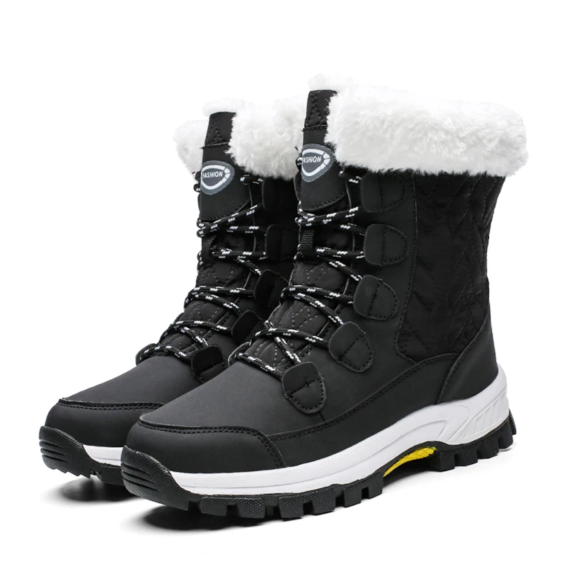New product design cotton velvet stitching color fashion lace-up outdoor snow boots, Black/beige/pink/customized
New product design cotton velvet stitching color fashion lace-up outdoor snow boots, Black/beige/pink/customized