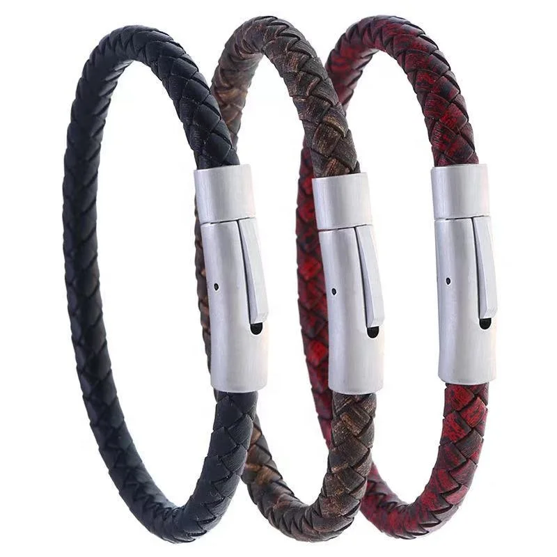 2021 trend PU braided luxury leather bracelet women men stainless steel magnetic clasp bangles, 3 colors
2021 trend PU braided luxury leather bracelet women men stainless steel magnetic clasp bangles, 3 colors