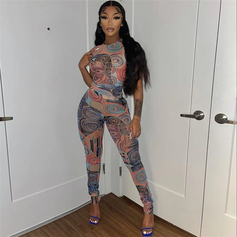 Sexy Mesh Aesthetic Print Two Piece Set Women Sleeveless O-Neck Top+Skinny High Waist Pants Matching Lady Party Clubwear
Sexy Mesh Aesthetic Print Two Piece Set Women Sleeveless O-Neck Top+Skinny High Waist Pants Matching Lady Party Clubwear