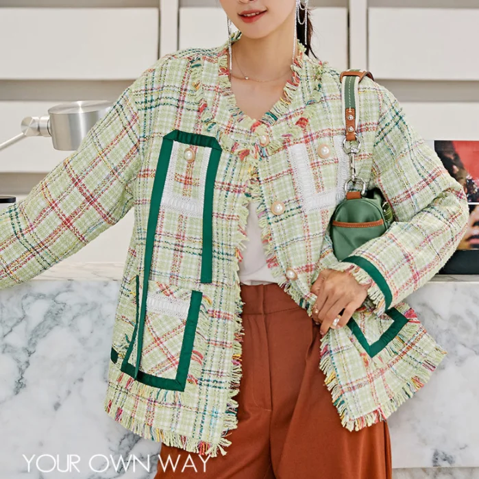 2020 High Quality Fashion Winter Women's Plaid Jacket Loose Tassel Edge Button Coats For Ladies, Green
2020 High Quality Fashion Winter Women's Plaid Jacket Loose Tassel Edge Button Coats For Ladies, Green