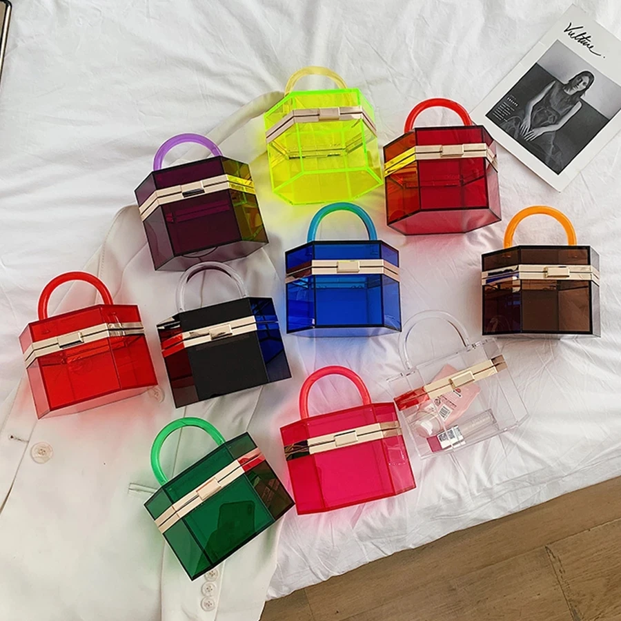 Wholesale Fashion Acrylic Transparent Box purse PVC Women Hand bags ladies Clear Purses and Handbags for women, Accept custom made 
Wholesale Fashion Acrylic Transparent Box purse PVC Women Hand bags ladies Clear Purses and Handbags for women, Accept custom made