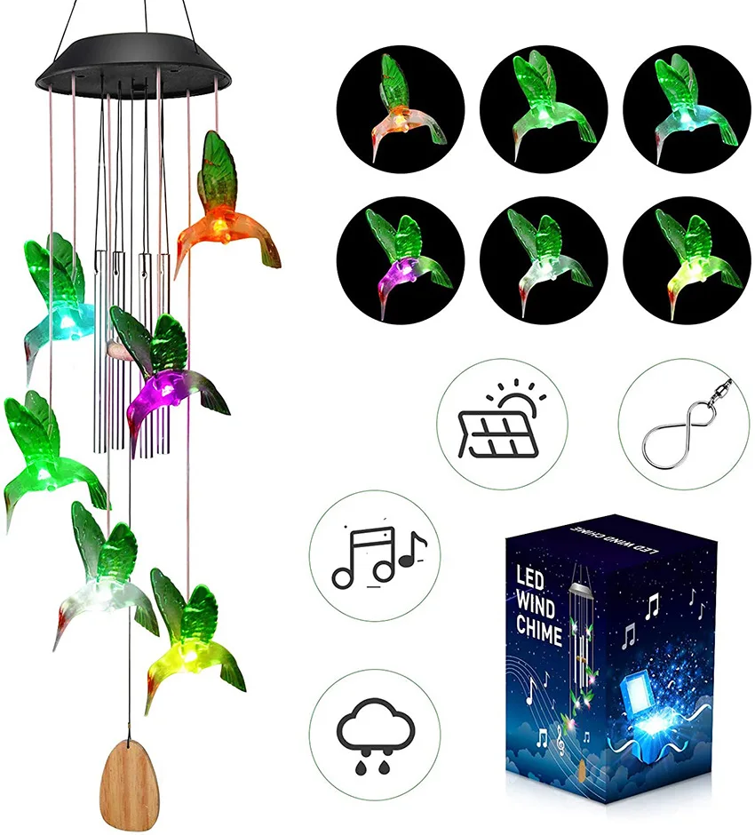 E1718 Hummingbird Automatic Colorful Flash Wooden Pendant Tube Aluminum Lamp Solar Garden Chimes Wind Light Ornaments
E1718 Hummingbird Automatic Colorful Flash Wooden Pendant Tube Aluminum Lamp Solar Garden Chimes Wind Light Ornaments