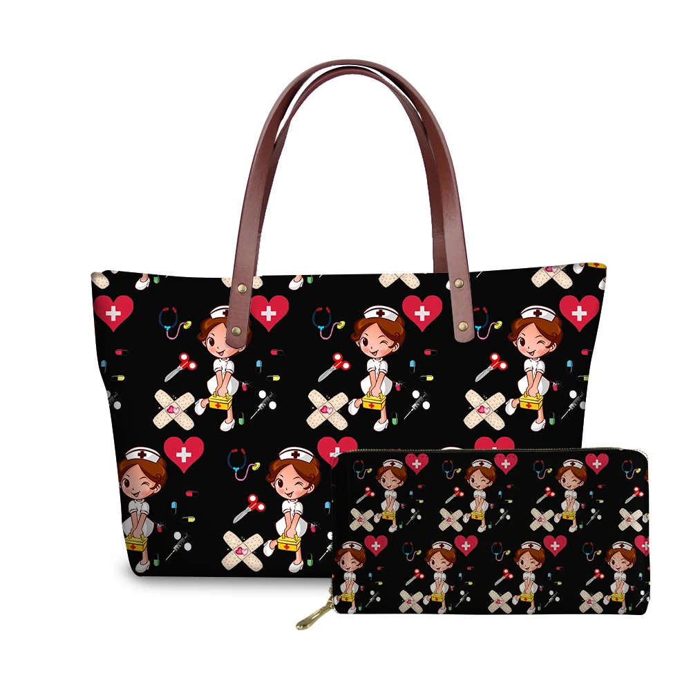 Factory Wholesale Price Custom Nurse Printed High capacity Handbags And Wallet Set For Ladies waterproof black shoulder Handbag, Customizable
Factory Wholesale Price Custom Nurse Printed High capacity Handbags And Wallet Set For Ladies waterproof black shoulder Handbag, Customizable