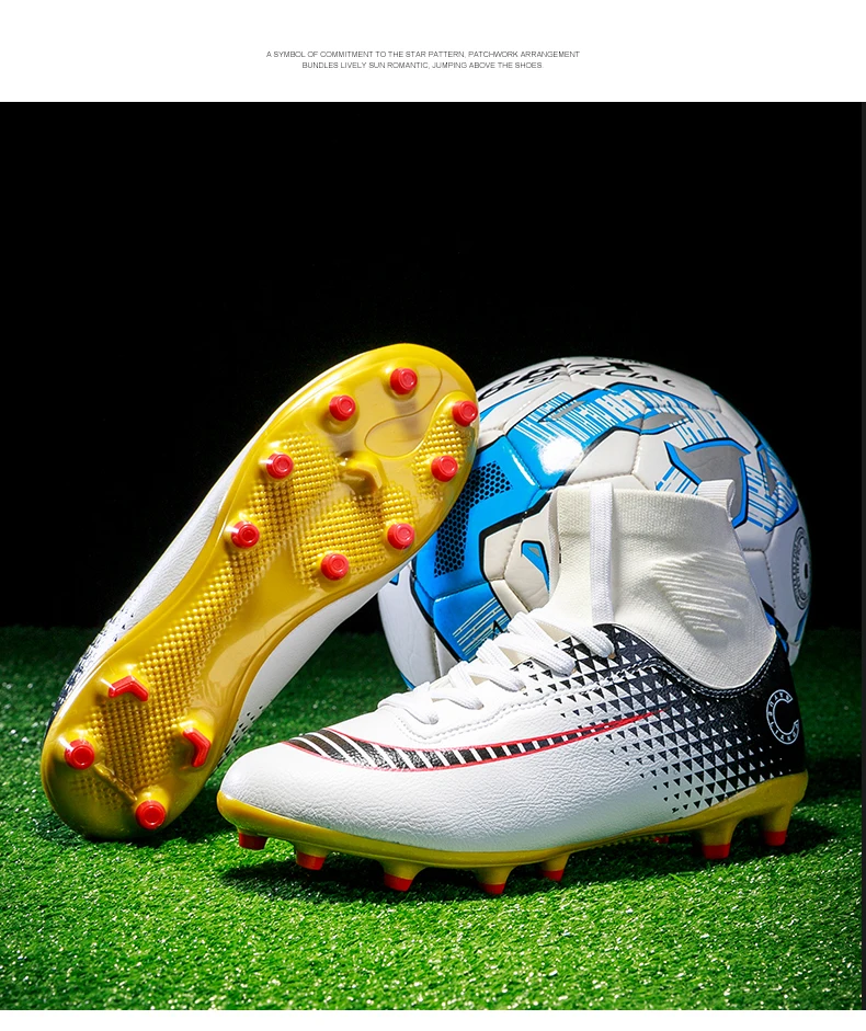 Men High Top Soccer Boots Cleats Adult Football Shoes Lightweight Men Sneakers Shipping Outdoor Grass Football Boots Male
Men High Top Soccer Boots Cleats Adult Football Shoes Lightweight Men Sneakers Shipping Outdoor Grass Football Boots Male