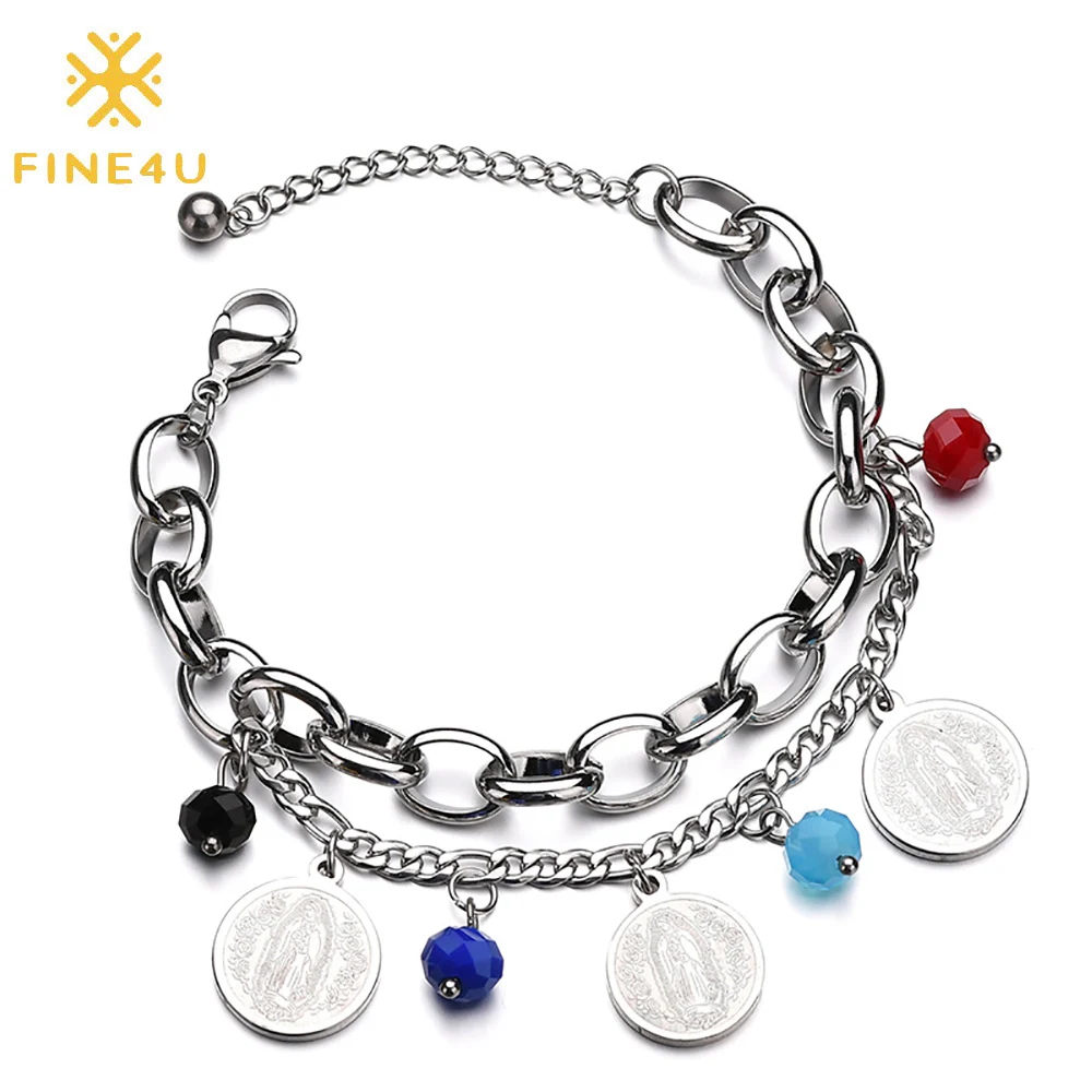 Religious Christian double layer stainless steel link chain virgin mary pendant bracelet
Religious Christian double layer stainless steel link chain virgin mary pendant bracelet