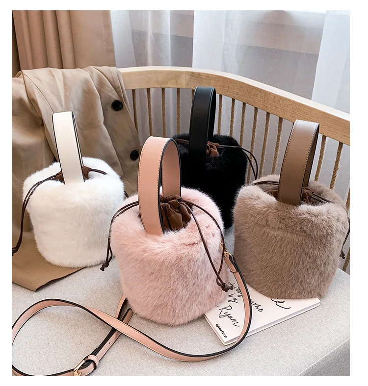 women winter plush handbag drawstring bucket bag retro ladies crossbody bags, Customized color
women winter plush handbag drawstring bucket bag retro ladies crossbody bags, Customized color