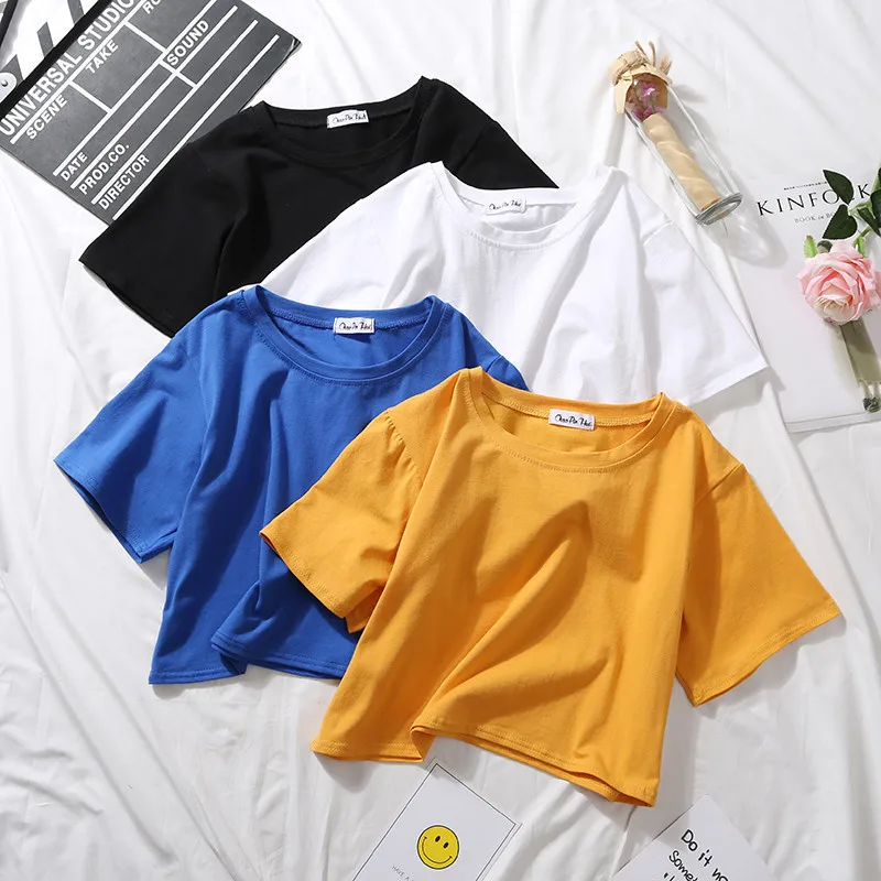Stylish Korean summer female Cropped Kaos oblong tops solid color stretch short sleeve tee-shirt loose fit women casual t-shirt
Stylish Korean summer female Cropped Kaos oblong tops solid color stretch short sleeve tee-shirt loose fit women casual t-shirt