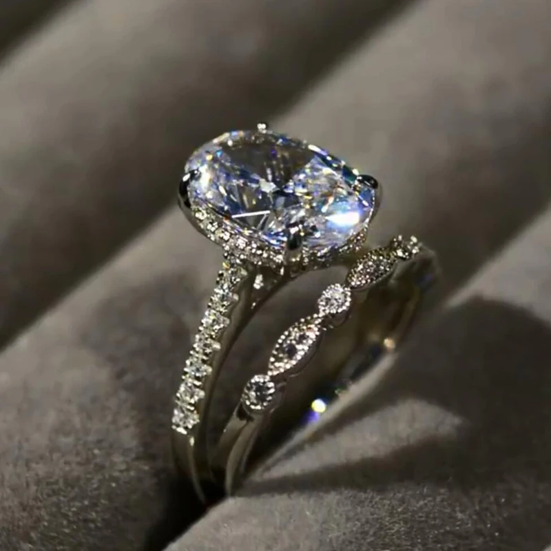 Luxury High Carbon 9 Carat sparkling 5A+ Oval Wedding rings Top quality 925 Sterling silver 9 *13 mm Zircon Female Rings Set
Luxury High Carbon 9 Carat sparkling 5A+ Oval Wedding rings Top quality 925 Sterling silver 9 *13 mm Zircon Female Rings Set