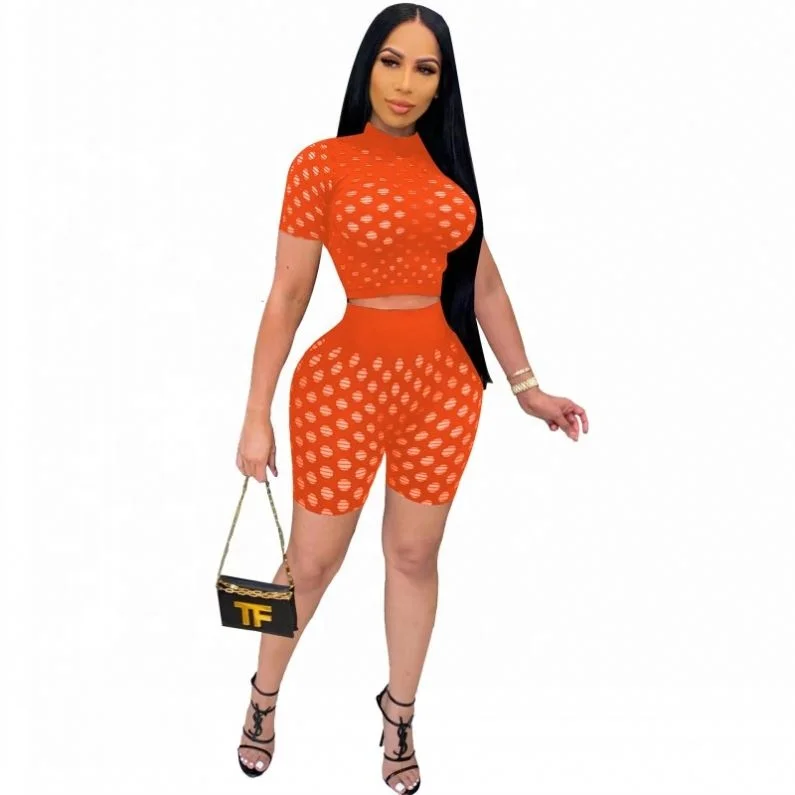 Summer Hollow Out Sexy See Through Two Piece Set Women Tracksuit Streetwear Tops And Shorts Skinny Active Wear Outfits B1205
Summer Hollow Out Sexy See Through Two Piece Set Women Tracksuit Streetwear Tops And Shorts Skinny Active Wear Outfits B1205