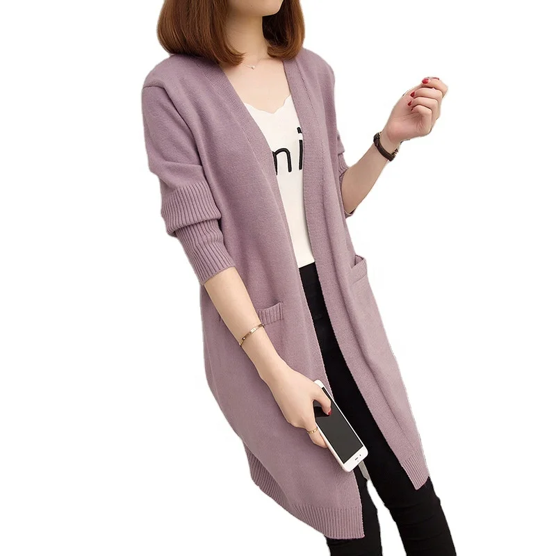 Wholesale new arrival korean style loose women open front two pocket women cardigan long sweater
Wholesale new arrival korean style loose women open front two pocket women cardigan long sweater