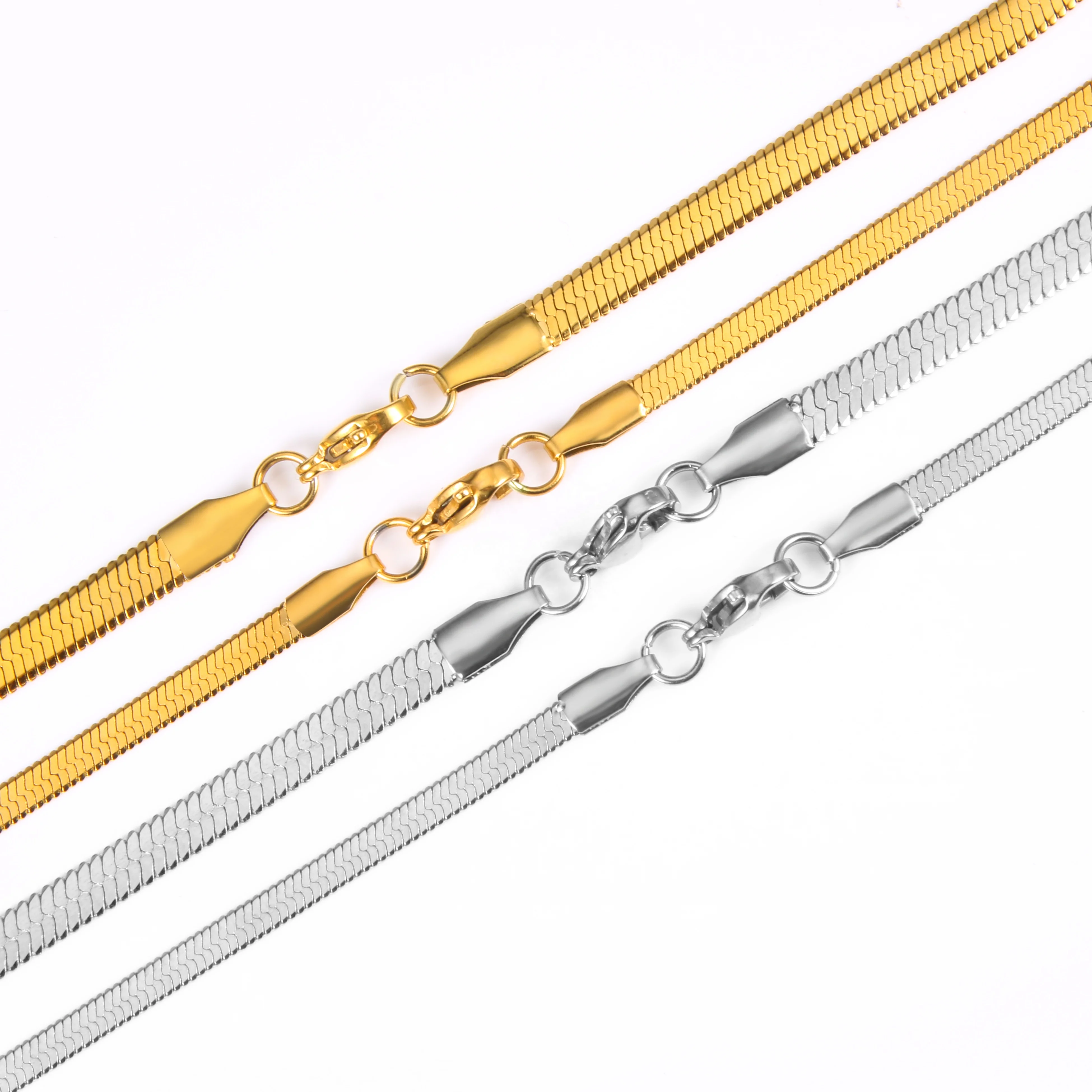 Low MOQ High Quality Stainless Steel Blade Link Chain Flat Snake Chain Herringbone Necklace For Men Women, Gold,silver,rose gold
Low MOQ High Quality Stainless Steel Blade Link Chain Flat Snake Chain Herringbone Necklace For Men Women, Gold,silver,rose gold
