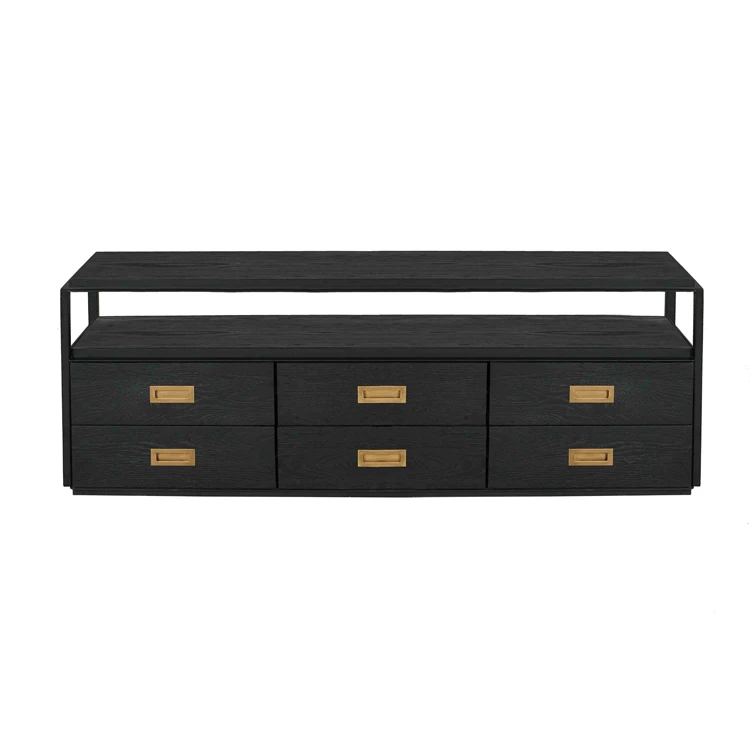 Luxury modern high end furniture black wood tall cabinet