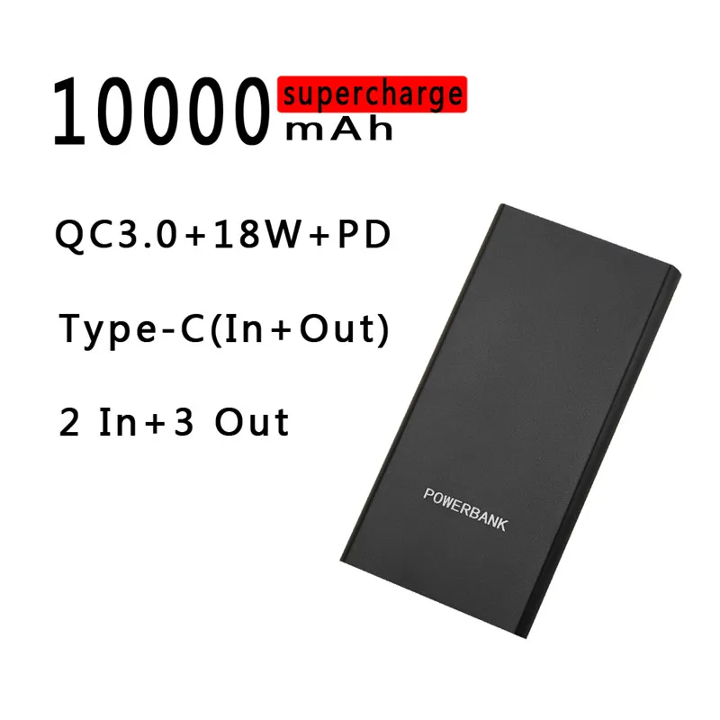 2020 Trend New QC3.0 18W 2.1A PD Type-C Power Bank Portable Thin 10000mah 1 to 3 Fast Charging For iPhone For MacBook - ANKUX.COM