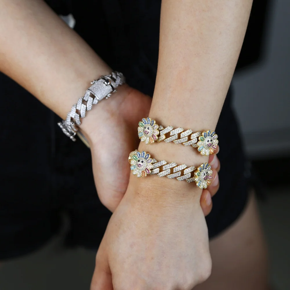 ling cz micro pave cz rainbow colorful smile flower charm bracelet high quality iced out cuban link chain for women fashion
ling cz micro pave cz rainbow colorful smile flower charm bracelet high quality iced out cuban link chain for women fashion