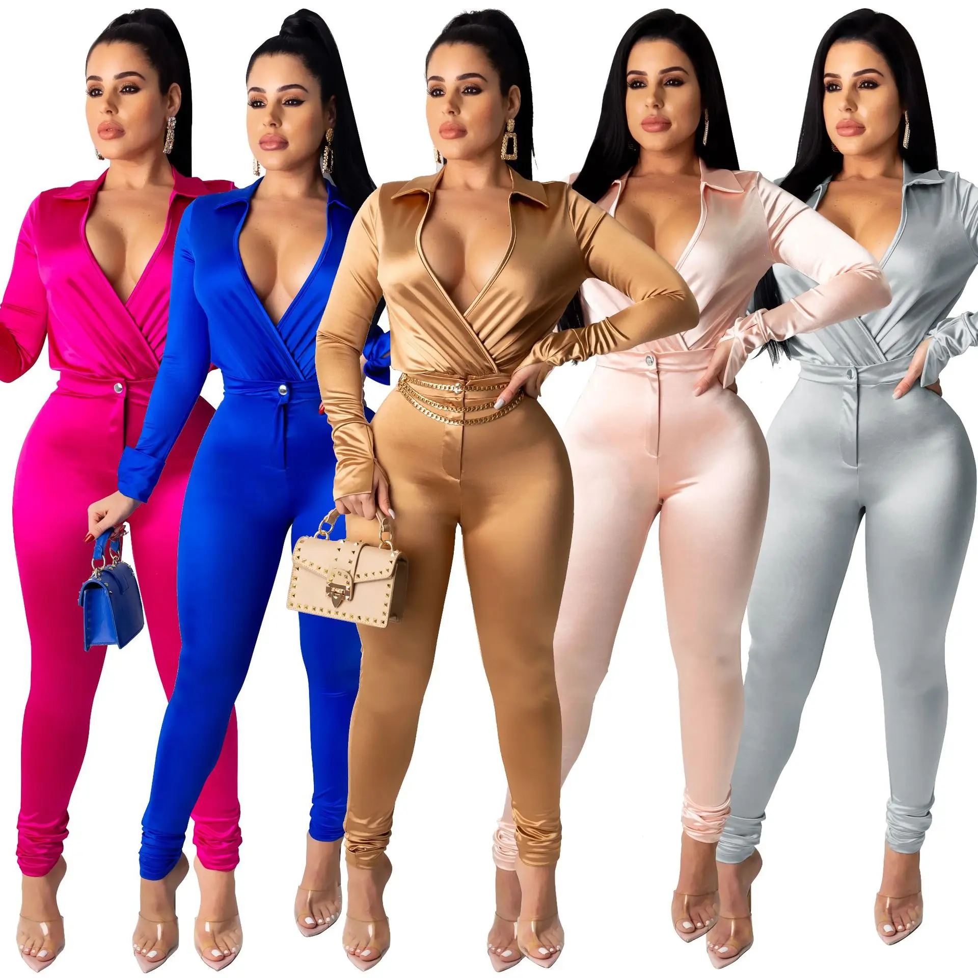 Satin Silk Sexy Two Piece Plus Size Shirts Pants Set Bodycon Bandage Jumpsuits Women 2021 D0362, Picture
Satin Silk Sexy Two Piece Plus Size Shirts Pants Set Bodycon Bandage Jumpsuits Women 2021 D0362, Picture