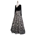 Chaozhou V-neck Velvet top evening dress black sequin long sleeve evening sequin dress